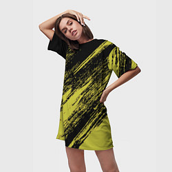 Футболка женская длинная The color is black and yellow, цвет: 3D-принт — фото 2