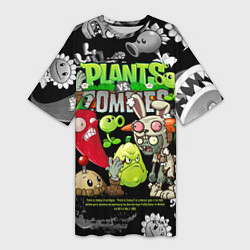 Женская длинная футболка Растения против зомби персонажи
