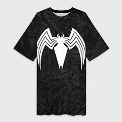 Футболка женская длинная Знак венома с текстурой симбиота, цвет: 3D-принт