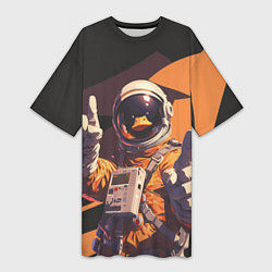 Женская длинная футболка Птичий астронавт