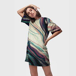 Футболка женская длинная Абстракция тёмные краски с текстурой, цвет: 3D-принт — фото 2