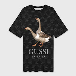 Женская длинная футболка Гуси га-га-га