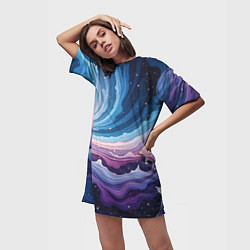 Футболка женская длинная Космическая волна, цвет: 3D-принт — фото 2