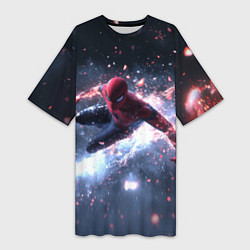 Женская длинная футболка Человек - паук в полете