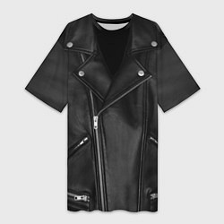 Футболка женская длинная Кожаная куртка косуха, цвет: 3D-принт