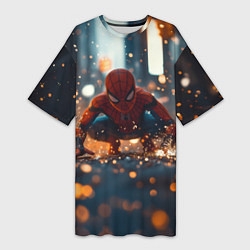 Женская длинная футболка Человек паук и золотая пыльца