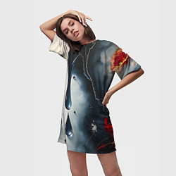Футболка женская длинная Сюрреалистичная абстракция с каплями, цвет: 3D-принт — фото 2