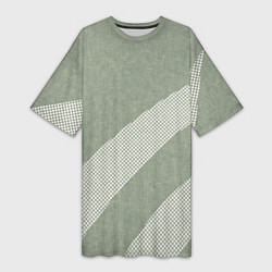 Футболка женская длинная Светлый серо-зелёный абстрактный, цвет: 3D-принт