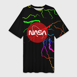 Женская длинная футболка НАСА молнии градиент