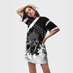 Футболка женская длинная Samurai соты краски, цвет: 3D-принт — фото 2