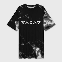 Женская длинная футболка Ведьмак лого серые краски