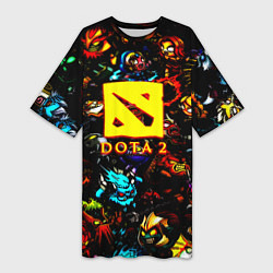 Футболка женская длинная Dota2 персонажи, цвет: 3D-принт