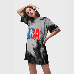 Футболка женская длинная NASA неоновый огонь, цвет: 3D-принт — фото 2