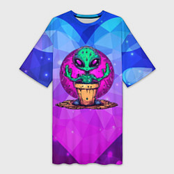 Женская длинная футболка Кактус в виде инопланетянина