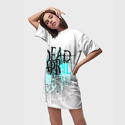 Футболка женская длинная Dead by april краски, цвет: 3D-принт — фото 2