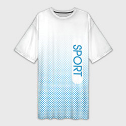 Женская длинная футболка Sport бело-голубой текстурный