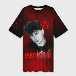 Женская длинная футболка Сектор газа красный фон