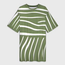 Футболка женская длинная Полоски зеленой зебры, цвет: 3D-принт