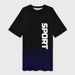 Женская длинная футболка Sport чёрно-синий текстурный