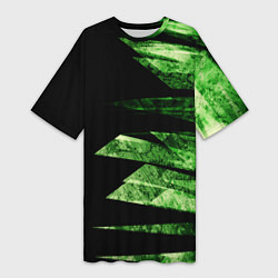 Женская длинная футболка Color green black