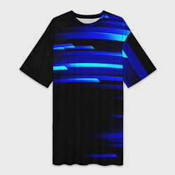 Женская длинная футболка Color blue black