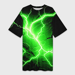 Футболка женская длинная Color green black, цвет: 3D-принт