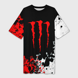 Футболка женская длинная Monster energy брызги красок, цвет: 3D-принт