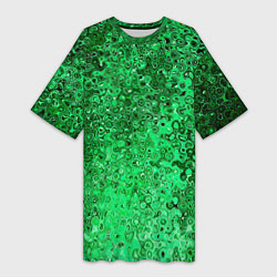 Футболка женская длинная Зелёный малахит абстрактная текстура, цвет: 3D-принт