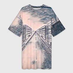 Футболка женская длинная Сумрачный город, цвет: 3D-принт