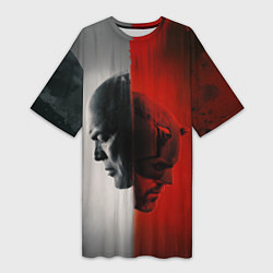 Футболка женская длинная Сорвиголова рожденный заново Мэтт Мёрдок, цвет: 3D-принт