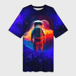 Женская длинная футболка Огненный путь космонавта