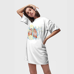 Футболка женская длинная Легкое дыхание, цвет: 3D-принт — фото 2