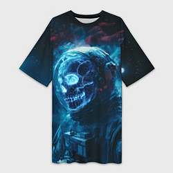 Женская длинная футболка Скелет американского космонавта