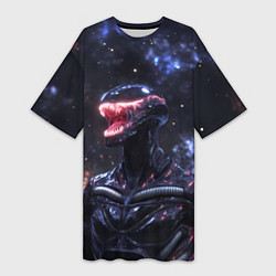 Женская длинная футболка Чужой на фоне вселенной