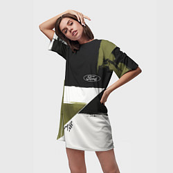 Футболка женская длинная Ford эмблема, цвет: 3D-принт — фото 2