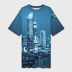 Футболка женская длинная City, цвет: 3D-принт