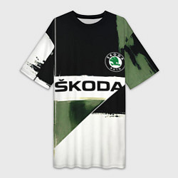 Женская длинная футболка Skoda логотип