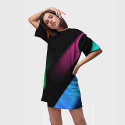 Футболка женская длинная Multicoloured, цвет: 3D-принт — фото 2