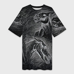 Женская длинная футболка Черепа лошадей - эскиз