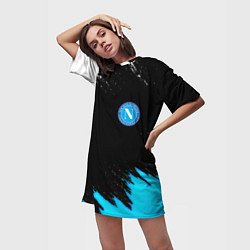 Футболка женская длинная Napoli краски текстура, цвет: 3D-принт — фото 2