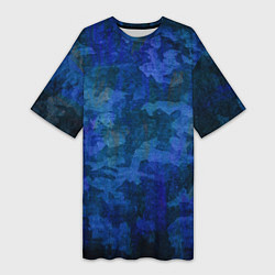Футболка женская длинная Абстракция - blue uniform camouflage, цвет: 3D-принт