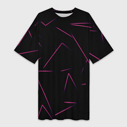 Футболка женская длинная Color pink line, цвет: 3D-принт