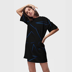 Футболка женская длинная Color blue line, цвет: 3D-принт — фото 2