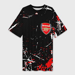 Женская длинная футболка Арсенал штрихи красок