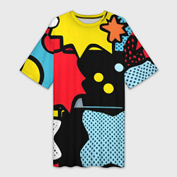 Футболка женская длинная Поп абстракция, цвет: 3D-принт