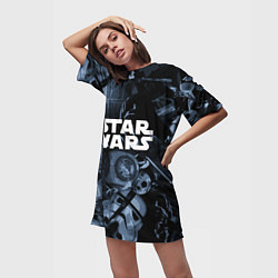 Футболка женская длинная Star wars персонажи из звездных войн, цвет: 3D-принт — фото 2