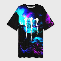 Футболка женская длинная Monster energy космическая абстракция, цвет: 3D-принт