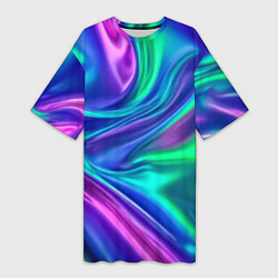 Женская длинная футболка Neon waves