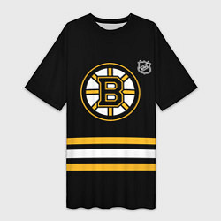 Футболка женская длинная Бостон Брюинз хоккей, цвет: 3D-принт
