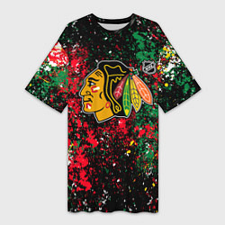 Женская длинная футболка Chicago Blackhawks NHL black